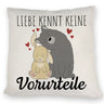 Liebe kennt keine Vorurteile Hase und Wolf Kissen