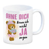 Trauzeugin Teddybär Kaffeebecher mit Spruch Ohne Dich nicht Ja sagen