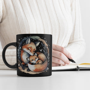 Fuchsfamilie Tasse schwarz in Schwarz