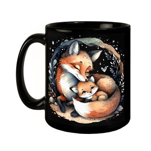 Fuchsfamilie Tasse schwarz in Schwarz