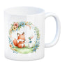 Fuchs und Hase mit Blumenkranz Kaffeebecher