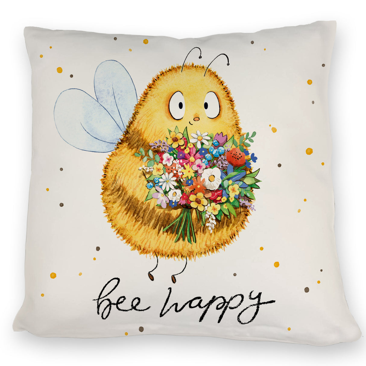 Pummel Biene Kissen mit Spruch Bee happy
