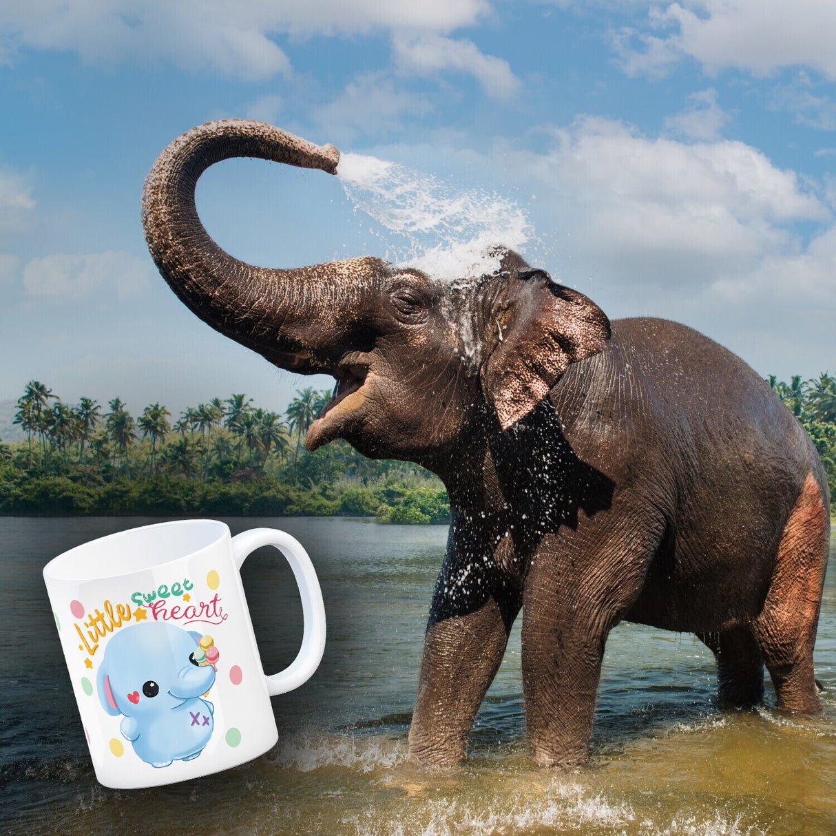 Elefant Kaffeebecher mit Spruch Little sweetheart
