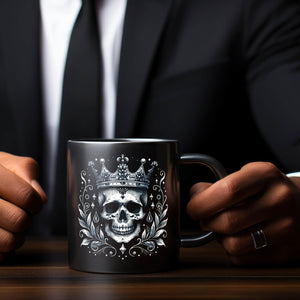 Skelettkönig Tasse schwarz in Schwarz