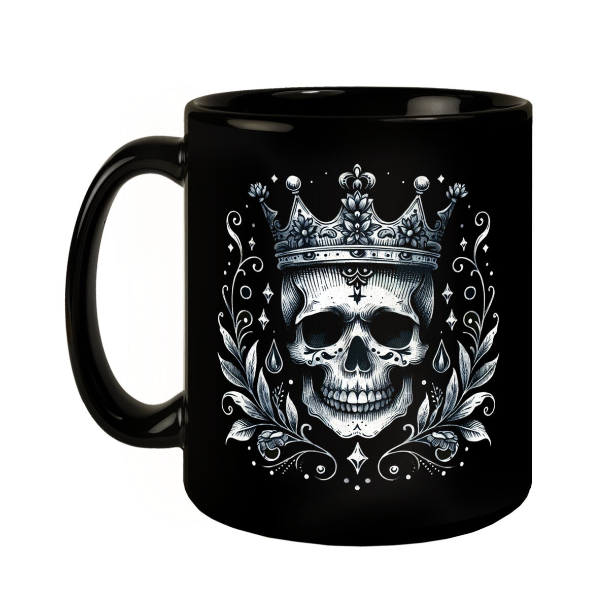 Skelettkönig Tasse schwarz in Schwarz