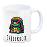 Schildkröte Rastafari Kaffeebecher mit Spruch Chillkröte