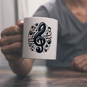 Musiknoten und Notenschlüssel Kaffeebecher