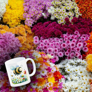 Hummel auf Blumenwiese Kaffeebecher