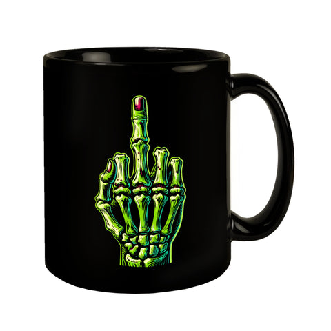 Zombieskeletthand Mittelfinger Tasse schwarz in Schwarz