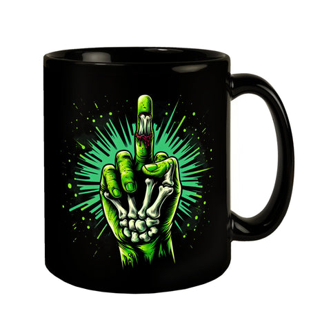 Zombiehand Mittelfinger Tasse schwarz in Schwarz
