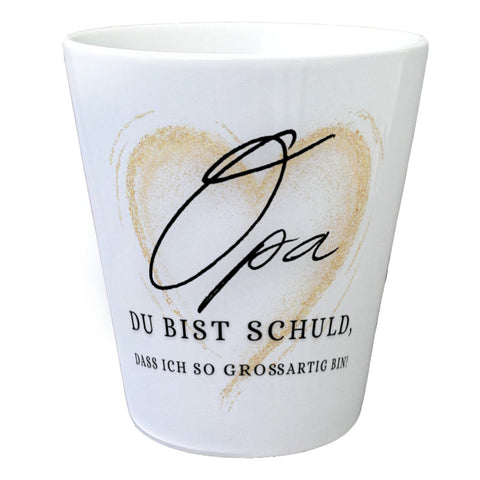 Herz Blumentopf mit Spruch Opa Grund meiner Großartigkeit