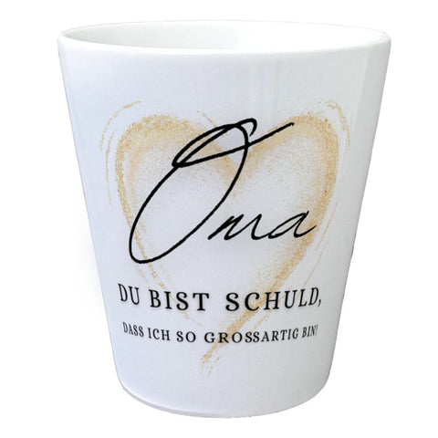 Herz Blumentopf mit Spruch Oma Grund meiner Großartigkeit
