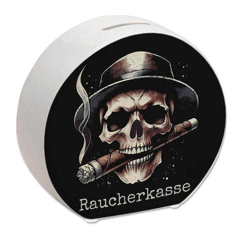 Raucherkasse mit Totenkopf Spardose