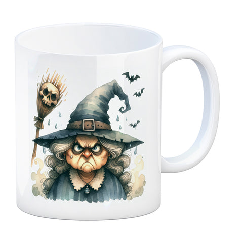 Böse Hexe mit Fledermäusen Kaffeebecher
