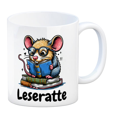 Leseratte Kaffeebecher mit Spruch Leseratte