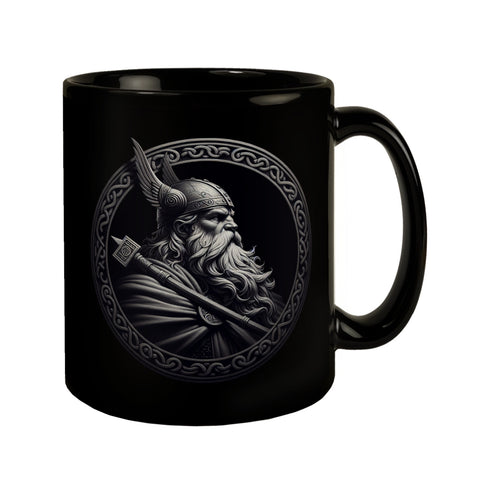 Odin Wikingergott Amulett Tasse schwarz in Schwarz