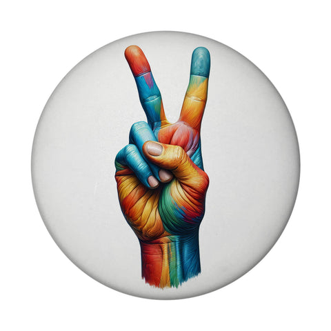 Peacezeichen in regenbogenfarben Magnet rund rund