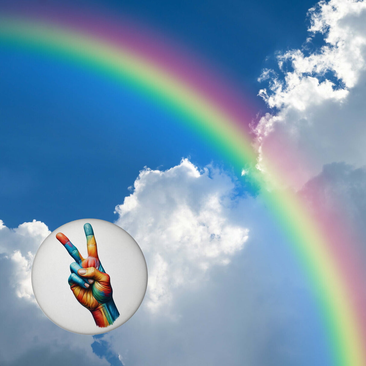 Peacezeichen in regenbogenfarben Magnet rund rund