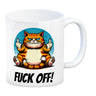 Katze Mittelfinger Kaffeebecher mit Spruch Fuck OFF!