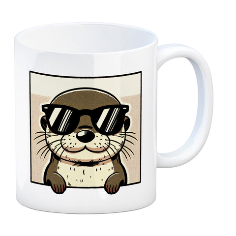 Retro Otter mit Sonnenbrille Kaffeebecher