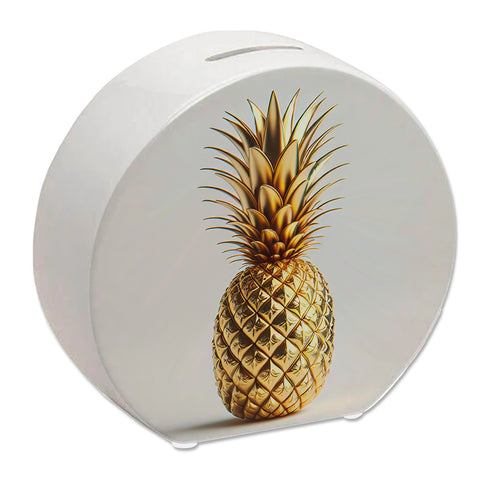 Goldene Ananas auf weißem Hintergrund Spardose