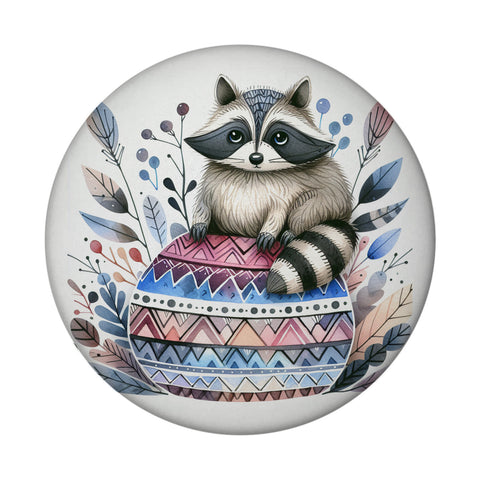 Waschbär auf buntem Ball Magnet rund rund