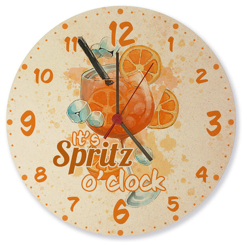 Cocktail Wanduhr mit Spruch It's Spritz o'clock