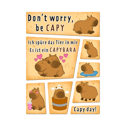 Capybara Magnet Set mit Spruch Dont worry be capy