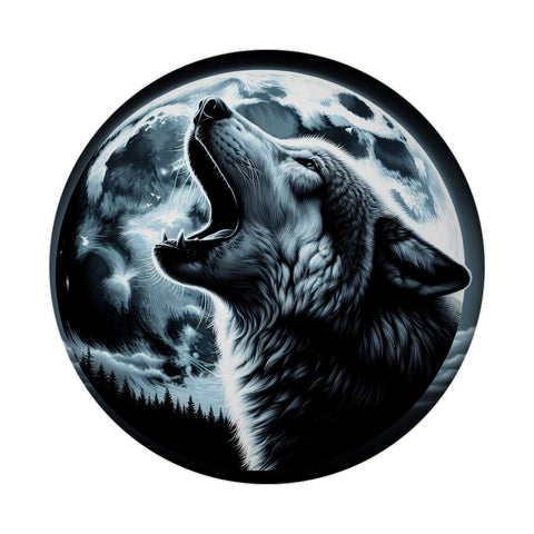 Wolf im Mondschein Magnet rund