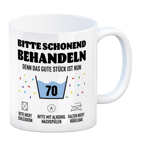 Bitte schonend behandeln - 70. Geburtstag Kaffeebecher