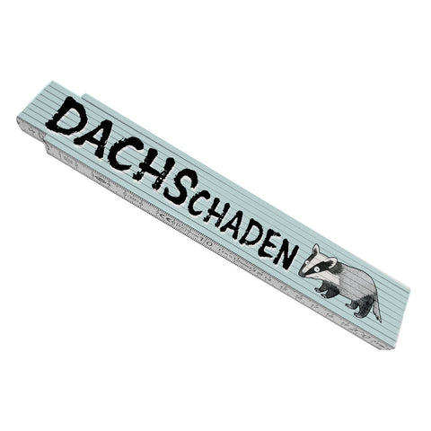 Dachs Meterstab aus Holz mit Spruch DACHSchaden