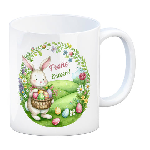 Osterhase Kaffeebecher mit Spruch Frohe Ostern