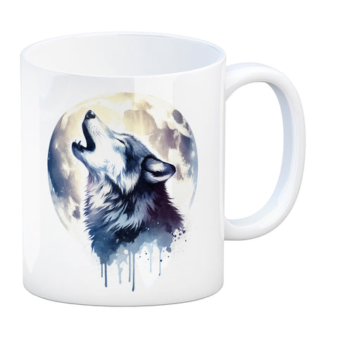 Wolf im Mondschein Kaffeebecher
