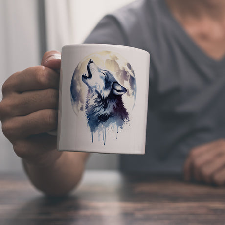 Wolf im Mondschein Kaffeebecher