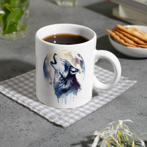 Wolf im Mondschein Kaffeebecher