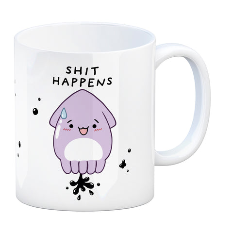 Jelly & Friends Tintenfisch Kaffeebecher mit Spruch Shit happens