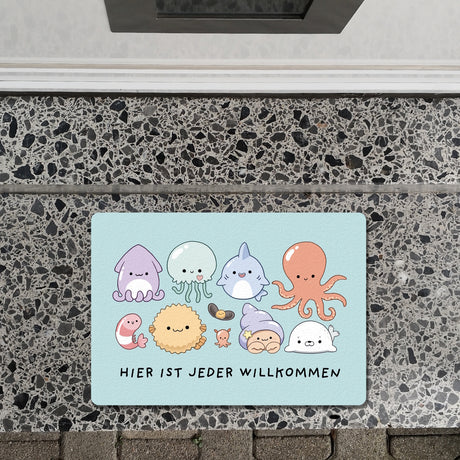 Jelly & Friends Fußmatte in 35x50 cm ohne Rand mit Spruch Hier ist jeder Willkommen