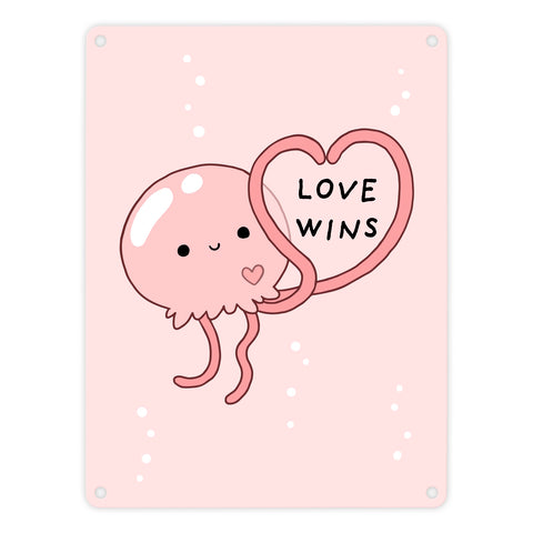 Jelly & Friends Qualle Metallschild in 15x20 cm mit Spruch Love Wins