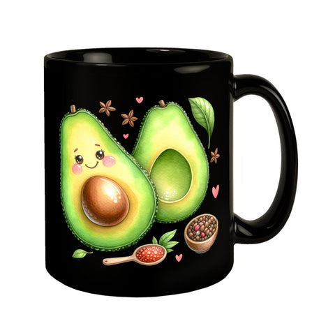 Niedliche Avocado Tasse in Schwarz