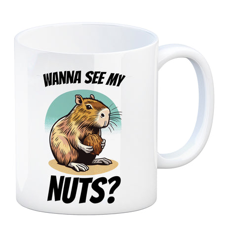 Capybara Kaffeebecher mit Spruch Wanna see my Nuts