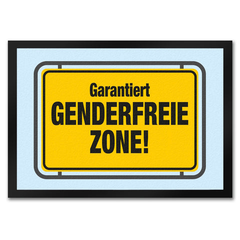 Garantiert genderfreie Zone Fußmatte in 35x50 cm in Straßenschildoptik