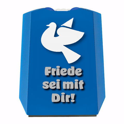 Friendstaube Parkscheibe in blau mit Spruch Friede sei mit Dir