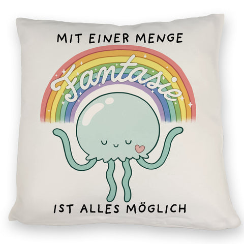 Jelly & Friends Qualle Kissen mit Spruch Mit Fantasie wird alles möglich