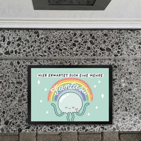 Jelly & Friends Qualle Fußmatte in 35x50 cm mit Spruch Hier erwartet dich eine Menge Fantasie