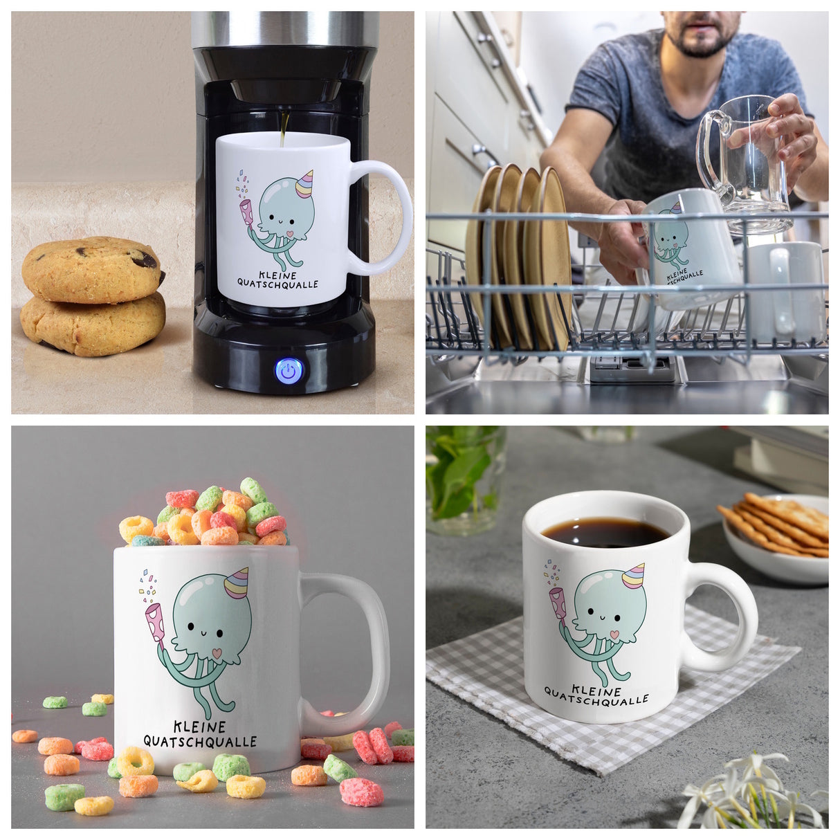 Jelly & Friends Qualle Kaffeebecher mit Spruch Kleine Quatschqualle