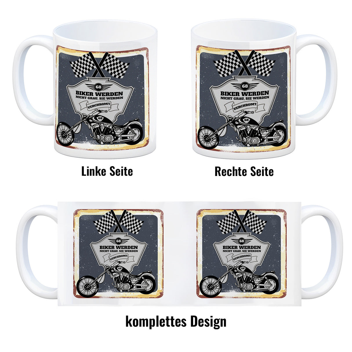 Motorradfahrer und Biker Kaffeebecher bzw. Tasse zum 68. Geburtstag als Geschenk