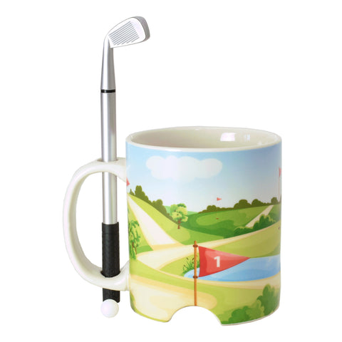 Golf Kaffeebecher mit Ball und Schläger-Stift