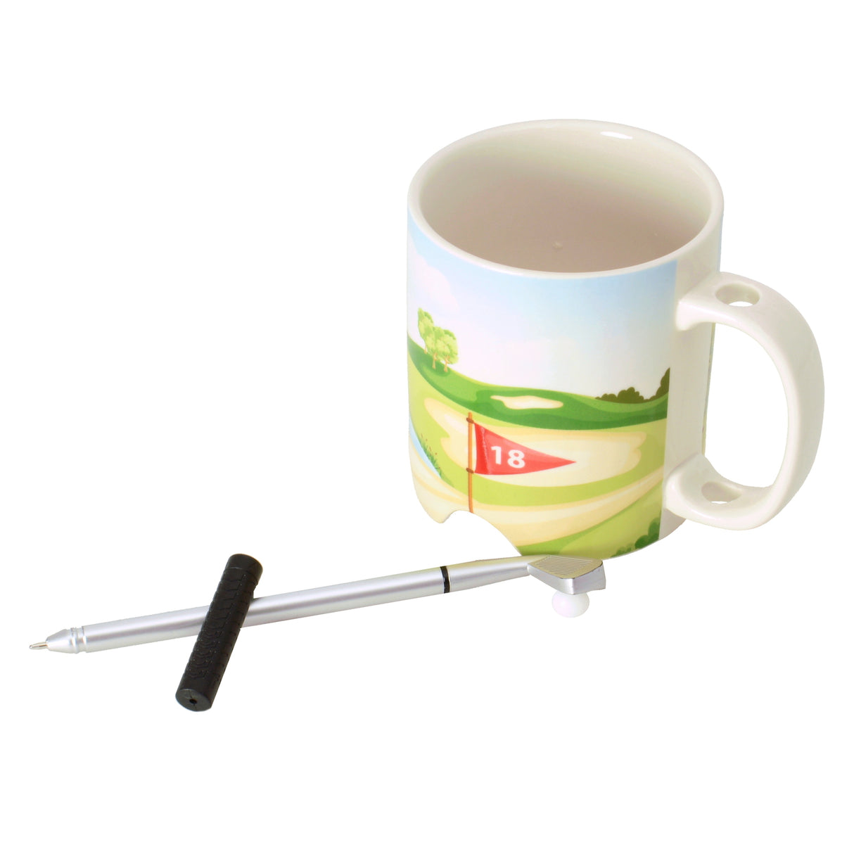 Golf Kaffeebecher mit Ball und Schläger-Stift