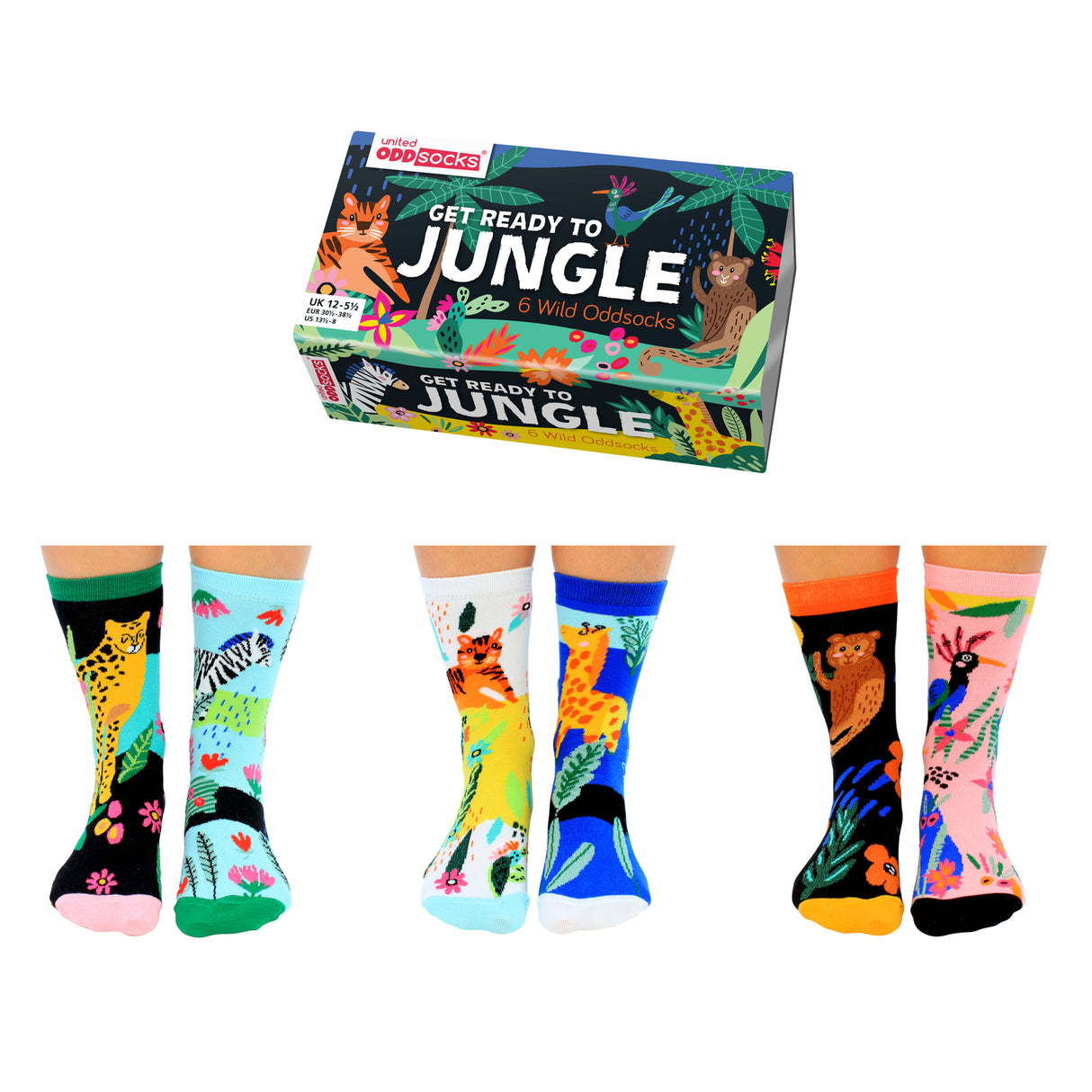 Dschungel Oddsocks Socken in 30,5-38,5 im 6er Set