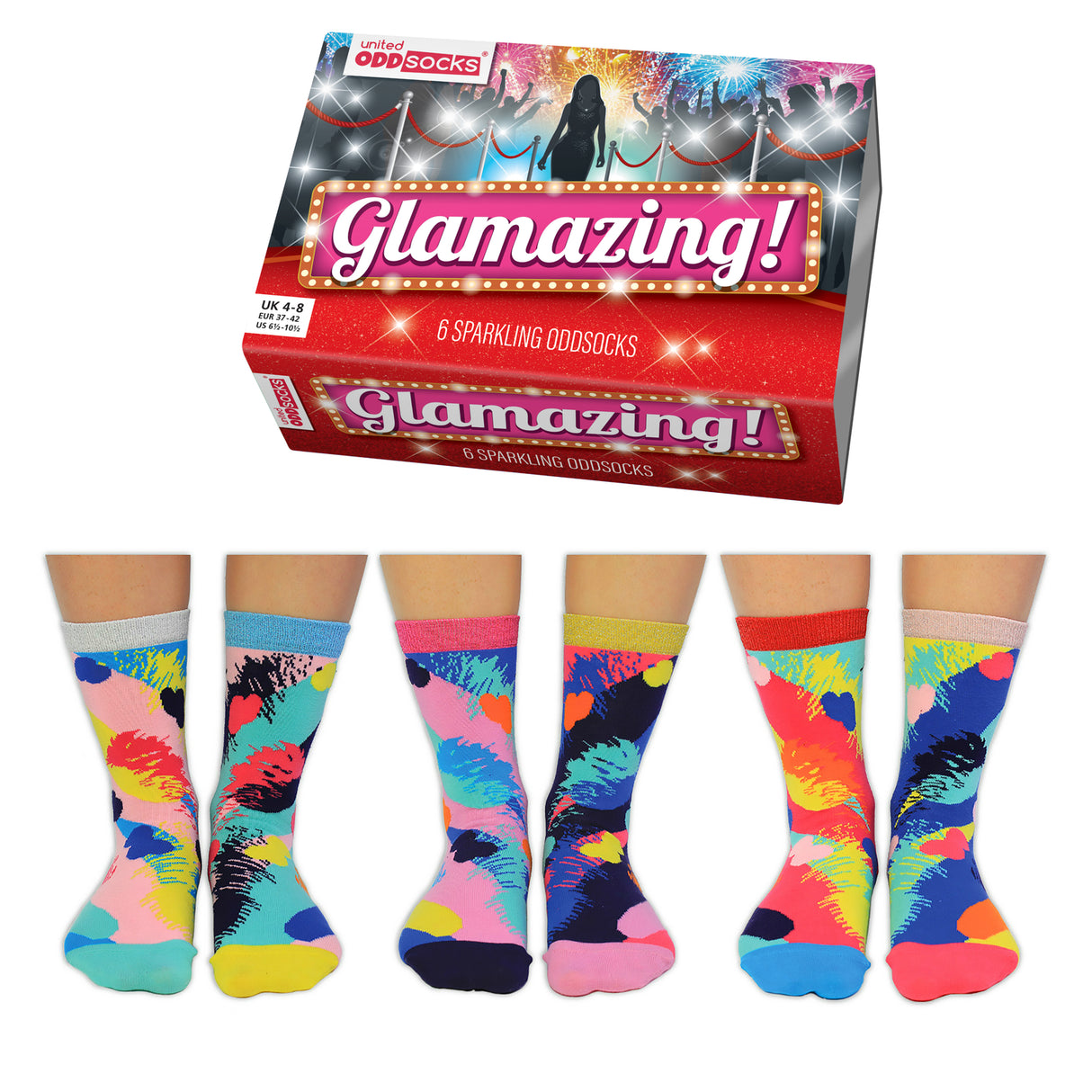 Glamazing Glitzer Oddsocks Socken in 37-42 im 6er Set